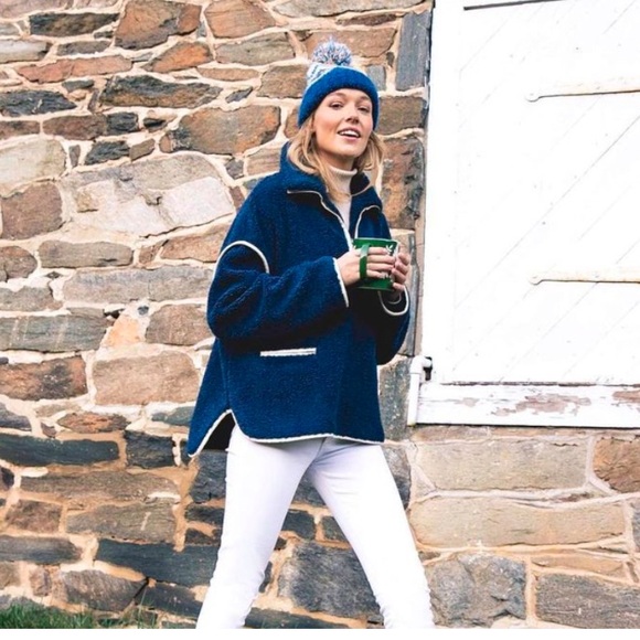 Tuckernuck Navy Rhodes Shearling Quarter Zip - Picture 4 of 5